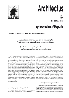 Architektura, ochrona zabytków, urbanistyka. Problematyka w kierunkowym języku angielskim