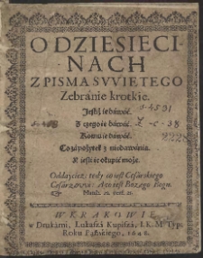 O Dziesiecinach Z Pisma Swietego Zebránie krotkie […]