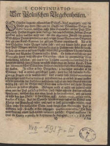 I. Continuatio Der Pohlnischen Begebenheiten