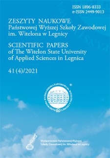 Zeszyty Naukowe Państwowej Wyższej Szkoły Zawodowej im. Witelona w Legnicy, nr 41 (4)/2021