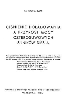 Ciśnienie doładowania a przyrost mocy czterosuwowych silnik&oacute;w Diesla