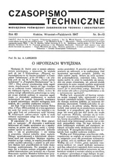 Czasopismo Techniczne. R. 60, Wrzesień - Październik 1947, Nr 9-10