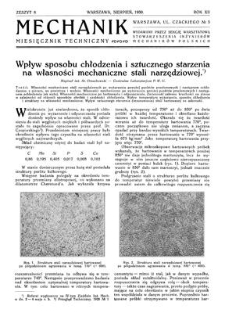 Mechanik : miesięcznik techniczny, Rok XII, Sierpień 1930, Zeszyt 8