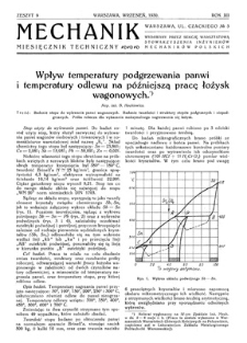 Mechanik : miesięcznik techniczny, Rok XII, Wrzesień 1930, Zeszyt 9