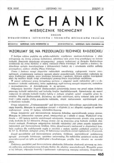 Mechanik : miesięcznik techniczny : organ Stowarzyszenia Inżynier&oacute;w i Technik&oacute;w Mechanik&oacute;w Polskich, Rok XXIV, Listopad 1951, Zeszyt 11
