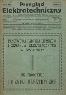 Przegląd Elektrotechniczny. Rok XXII, 7 września 1946, Zeszyt 1