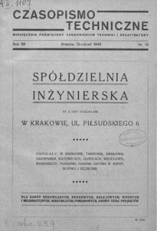 Czasopismo Techniczne. R. 59, Grudzień 1946, Nr 13