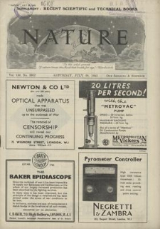 Nature : a Weekly Journal of Science. Volume 156, 1945 July 28, No. 3952