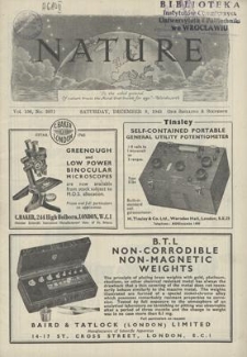 Nature : a Weekly Journal of Science. Volume 156, 1945 December 8, No. 3971