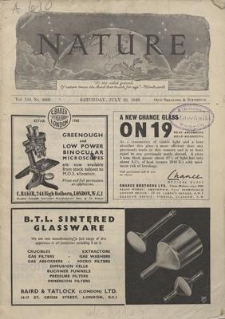 Nature : a Weekly Journal of Science. Volume 158, 1946 July 20, No. 4003