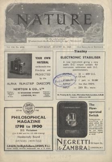 Nature : a Weekly Journal of Science. Volume 158, 1946 August 10, No. 4006