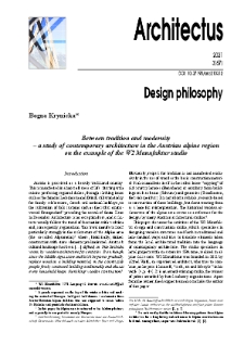 Between tradition and modernity - a study of contemporary architecture in the Austrian alpine region on the example of the W2 Manufaktur studio