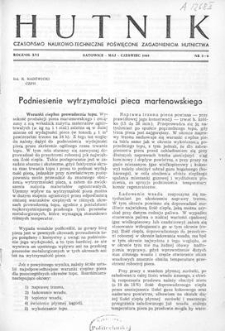 Hutnik : czasopismo naukowo-techniczne poświęcone zagadnieniom hutnictwa. R. 16, maj-czerwiec 1949, Nr 5-6