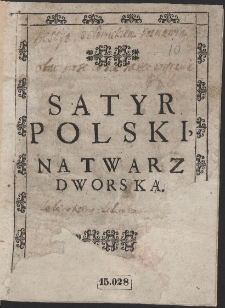 Satyr Polski Na Twarz Dworską