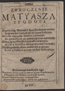 Zwroczenie Matyasza Z Podola