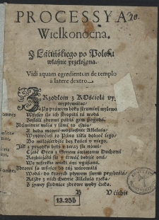 Processya Wielkanocna. Z Lacińskiego po Polsku własnie przełożona