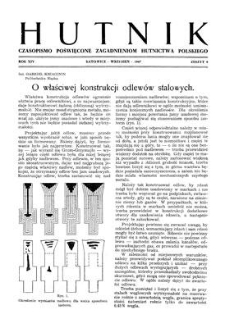 Hutnik : czasopismo poświęcone zagadnieniom hutnictwa polskiego. R. 14, wrzesień 1947, zeszyt 9