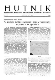 Hutnik : czasopismo poświęcone zagadnieniom hutnictwa polskiego. R. 15, luty 1948, zeszyt 2