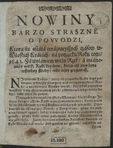Nowiny Barzo Straszne O Powodzi, Kt&oacute;ra się st&aacute;ł&aacute; [...] w Włoskich kr&aacute;i&aacute;ch na początku roku tego, 1643. [...]