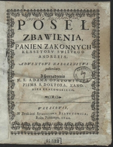 Poseł Zbawienia, Panien Zakonnych Klasztoru Swietego Andrzeia, Adwentowe Nabozenstwa podaw&aacute;iący. [...]