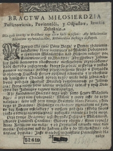 Bractwa Miłosierdzia Postanowienia, Powinności, y Odpustow, krotkie Zebranie