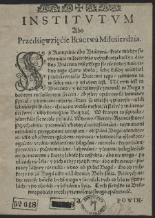 Institvtvm Abo Przedsięwzięcie Bractwa Miłosierdzia