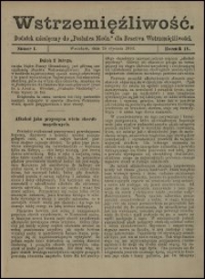 Wstrzemięźliwość : dodatek miesięczny do „Posłańca Niedz.” dla Bractwa Wstrzemięźliwości. R. 4 (1903), nr 1