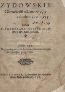 Zydowskie Okrucieństwa, mordy y zabobony [...]