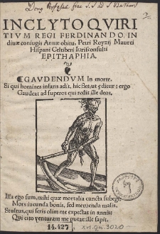 Inclito Quiritium Regi Ferdinando In divæ coniugis Annæ obitu, [...]