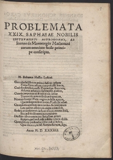 Problemata XXIX. Saphaeae Nobilis Instrumenti Astronomici, [...]