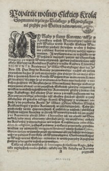 Poparcie wolney Elekciey Krola Sygmunta trzeciego Polskiego y Szwedzkiego na zieździe pod Wiślicą namowione. – Wyd. B