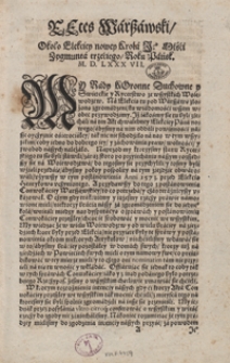 Reces Warszawski Około Elekciey nowey krola Je[go] M[i]ł[o]ści Zygmunta trzeciego Roku Pańsk[iego] M. D. LXXX VII – Wyd. B