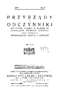 Przyrządy i odczynniki do nauki chemii w klasie III gimnazjum nowego ustroju wraz z programem prowadzenia lekcyj i ćwiczeń