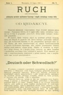 Ruch :  dwutygodnik, poświęcony sprawom wychowania fizycznego i w ogóle normalnego rozwoju ciała, 1906.07.26 R. 1 nr 7