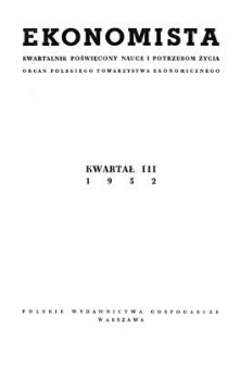 Ekonomista : kwartalnik poświęcony nauce i potrzebom życia, 1952, kwartał III