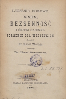 Bezsenność i środki nasenne : poradnik dla wszystkich