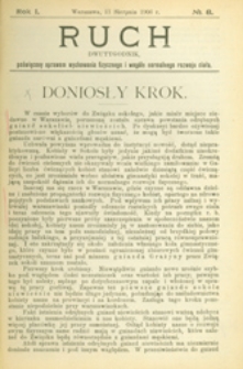 Ruch :  dwutygodnik, poświęcony sprawom wychowania fizycznego i w ogóle normalnego rozwoju ciała, 1906 R. 1 nr 8