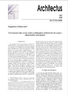 Form-based codes versus urban revitalization of historical city centers. Opportunities and dangers