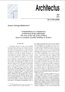 Contextualism as a contemporary architectural design philosophy. The issue of the role of the architect based on examples of public buildings in Krakow