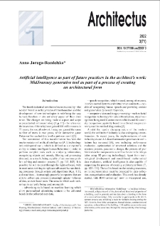 Artificial intelligence as part of future practices in the architect’s work: MidJourney generative tool as part of a process of creating an architectural form