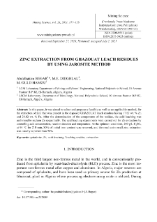 Zinc extraction from Ghazouat leach residues by using jarosite method