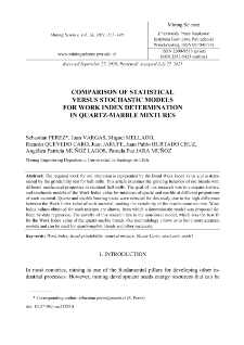 Comparison of statistical versus stochastic models for Work Index determination in quartz-marble mixtures