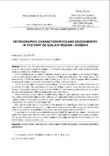 Petrographic characteristics and geochimstry in the part of Gjilani Region – Kosova