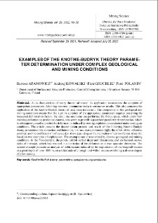 Examples of the Knothe-Budryk theory parameter determination under complex geological and mining conditions