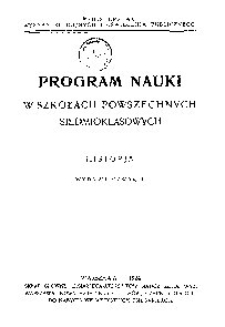 Program nauki w szkołach powszechnych siedmioklasowych : historja