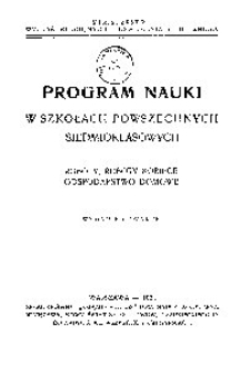 Program nauki w szkołach powszechnych siedmioklasowych : roboty, roboty kobiece, gospodarstwo domowe