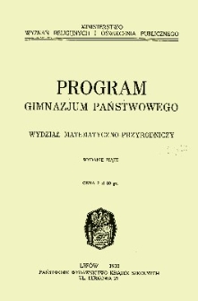 Program gimnazjum państwowego : wydział matematyczno-przyrodniczy