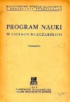 Program nauki w liceach mleczarskich : (tymczasowy)