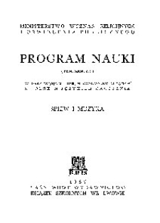 Program nauki (tymczasowy) w państwowym liceum ogólnokształcącym z polskim językiem nauczania : śpiew i muzyka