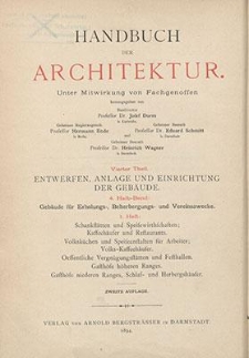 Schankstätten und Speisewirthschaften; Kaffeehäuser und Restaurants